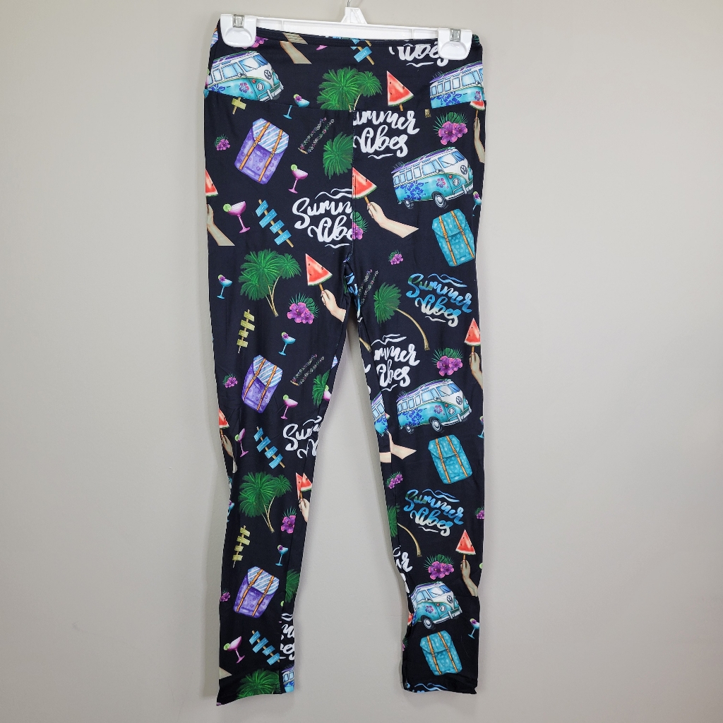 Summer Vibes Polyester And Spandex Leggings One Size Fits All